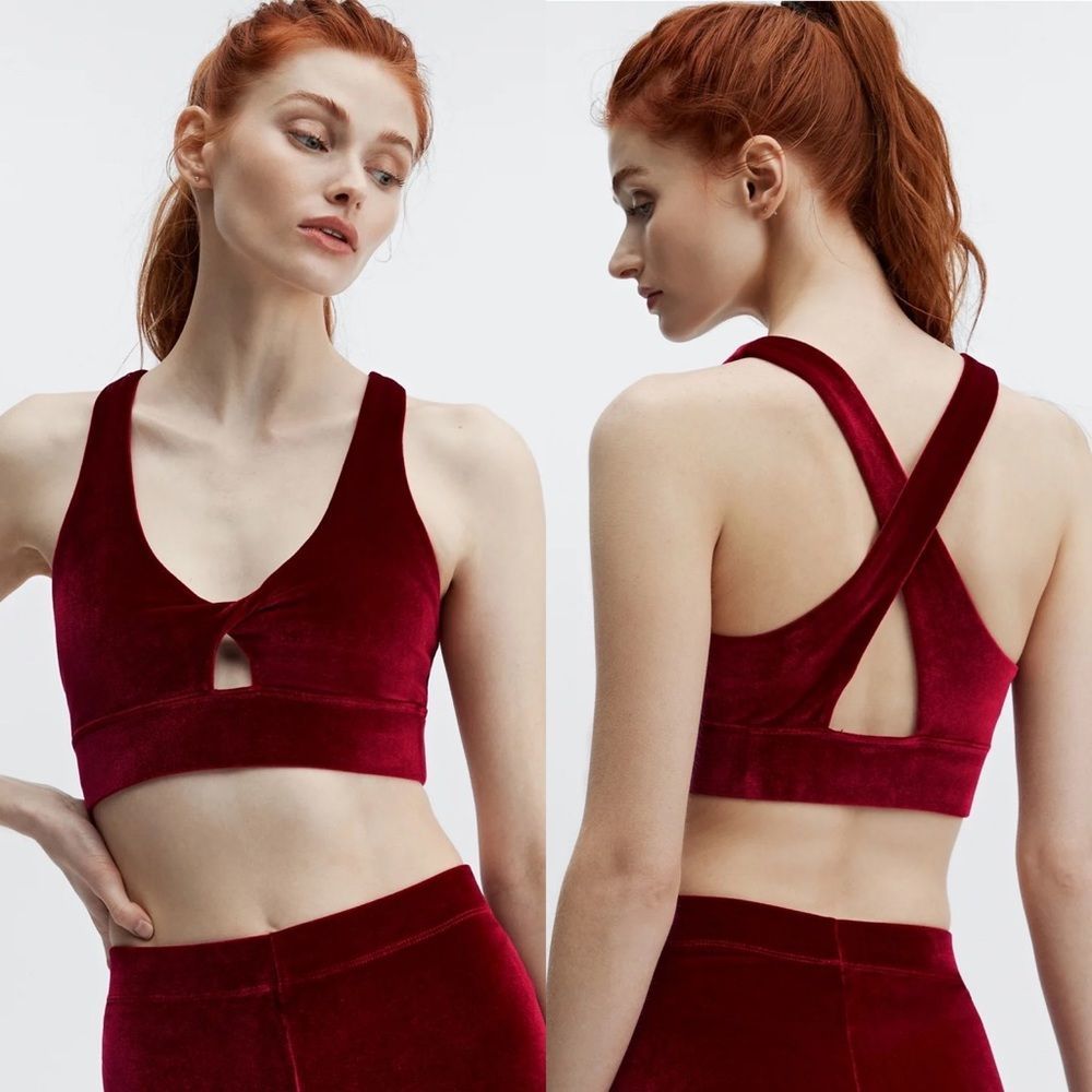 Fabletics size Medium Oasis velour twist front sports bra